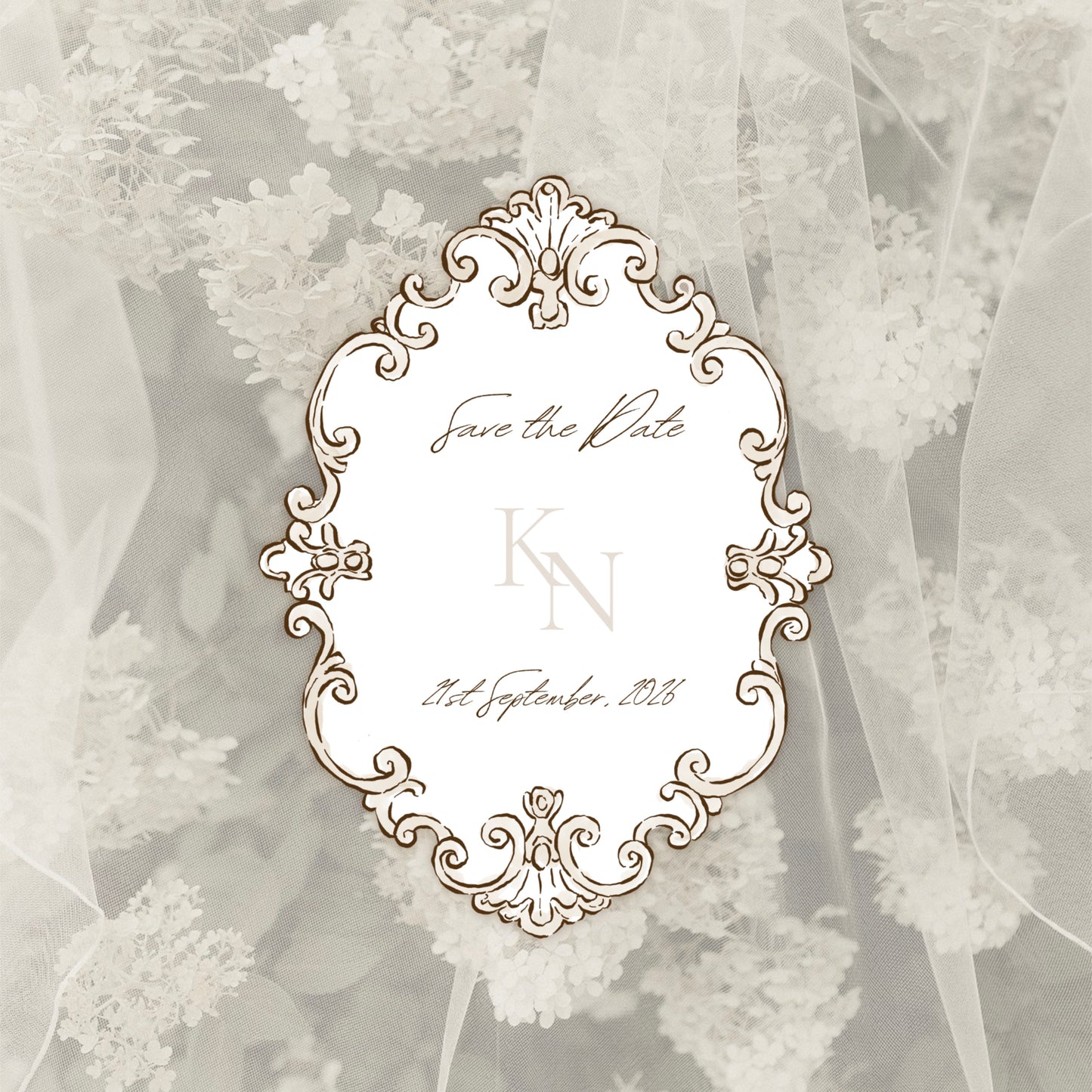 Baroque Wedding Invitation Suite Canva Template