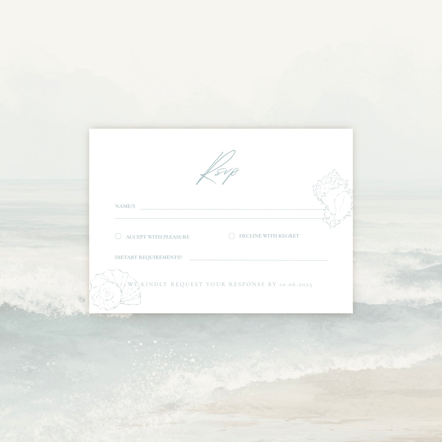 Beach Wedding Invitation Suite Canva Template