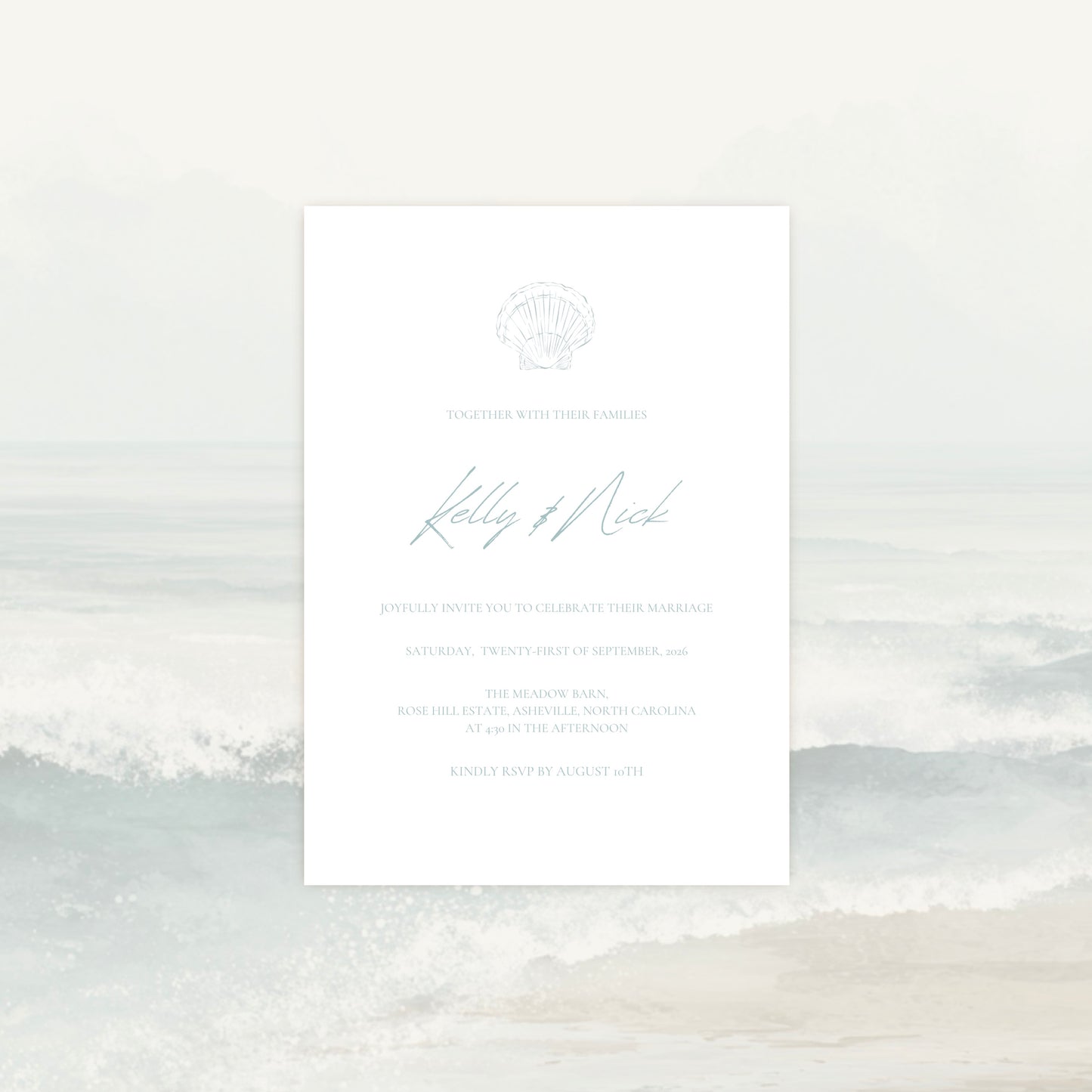 Beach Wedding Invitation Suite Canva Template