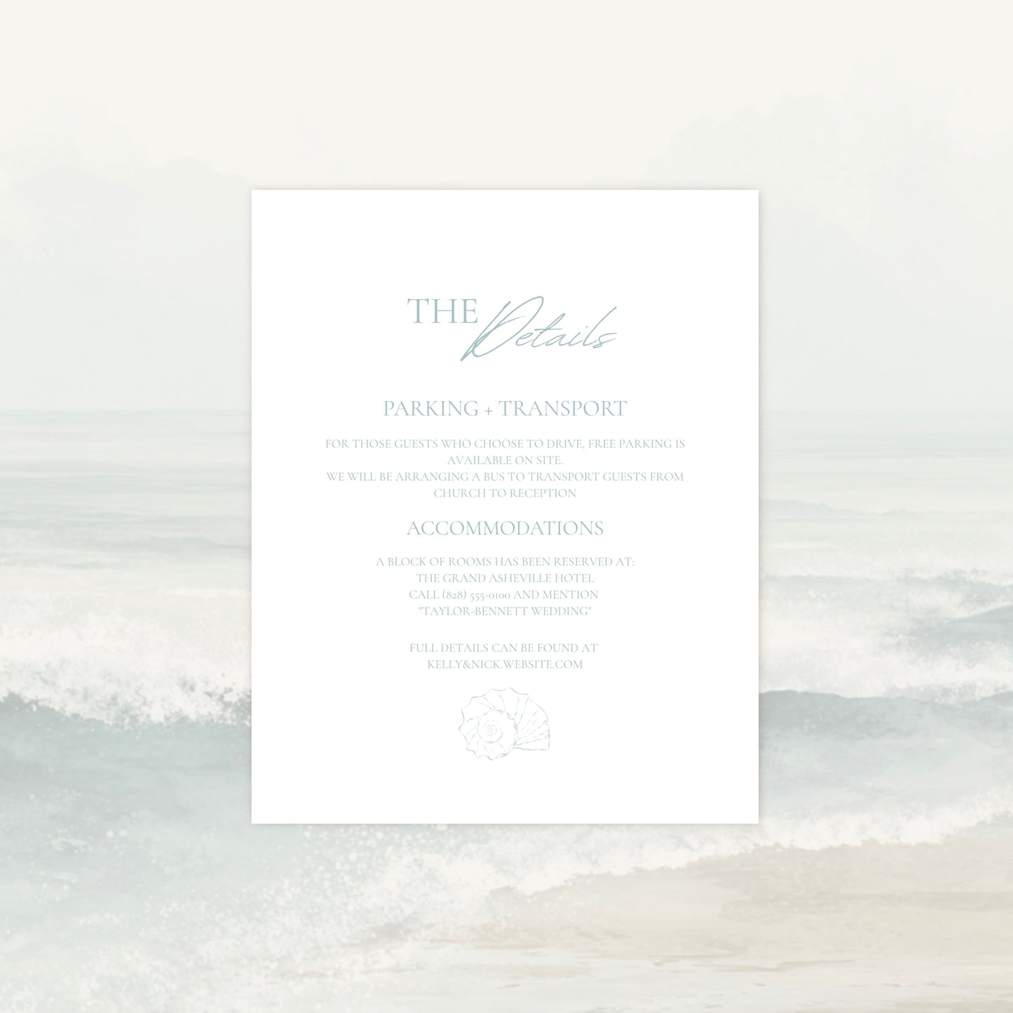 Beach Wedding Invitation Suite Canva Template