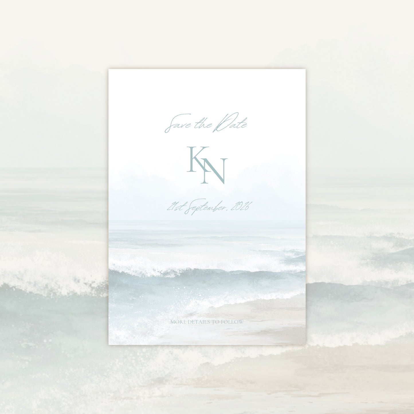 Beach Wedding Invitation Suite Canva Template