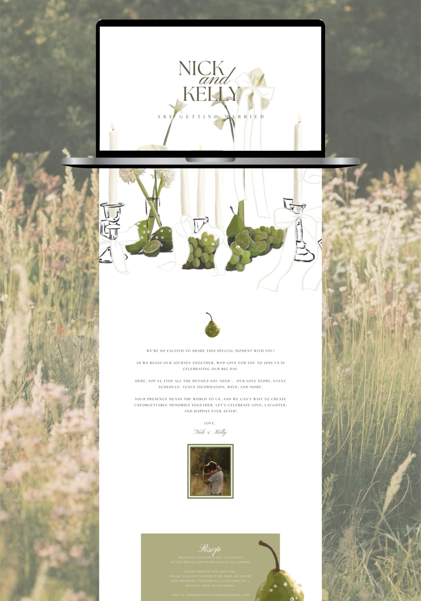 Pearls & Pears Canva Wedding Website Template | Digital Wedding Invitation (Kopie)