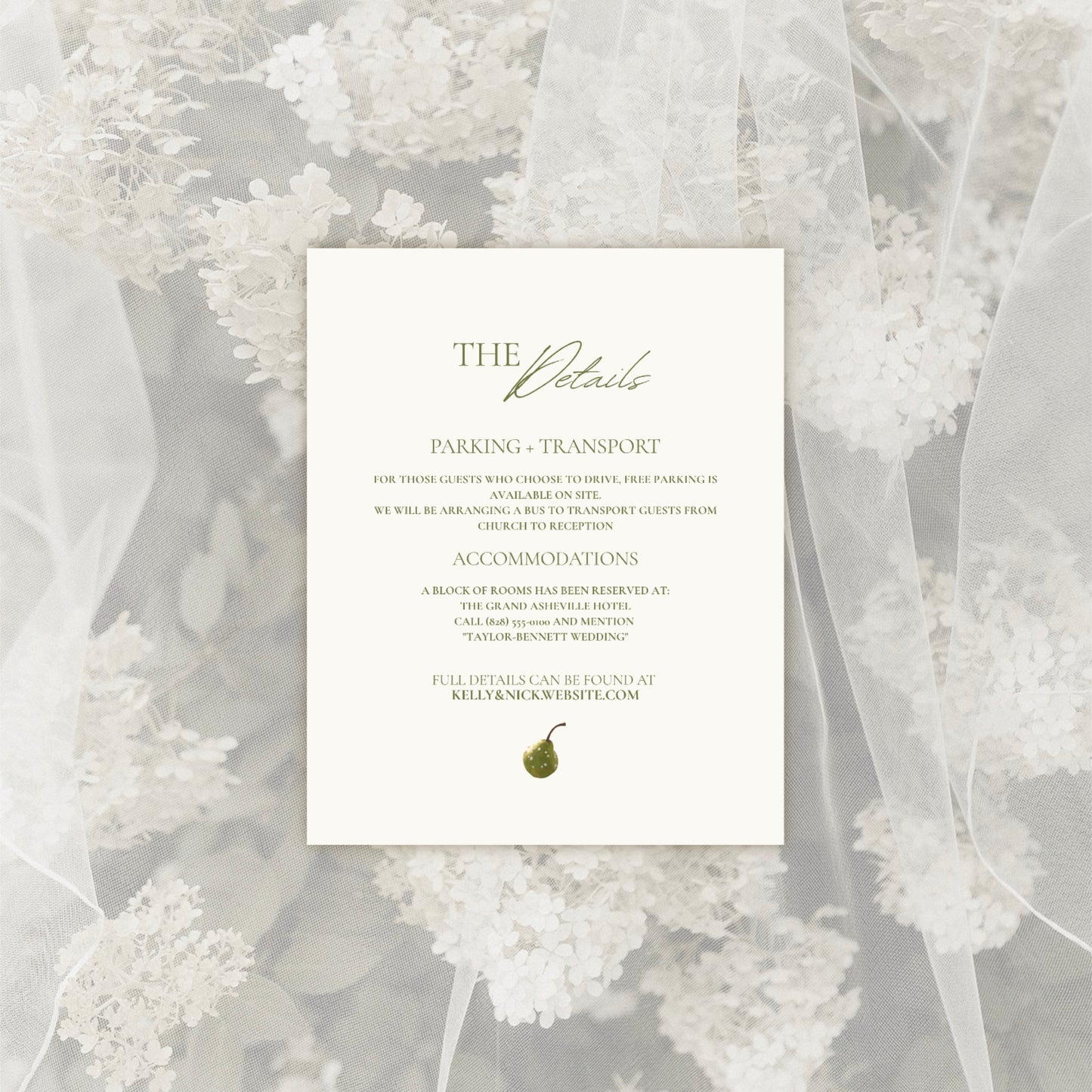 Pears & Pearls Wedding Invitation Suite Canva Template