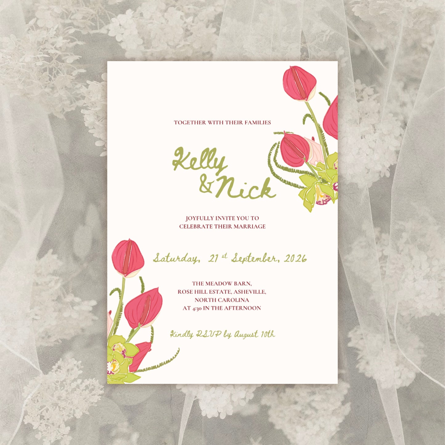 Floral Wedding Invitation Suite Canva Template