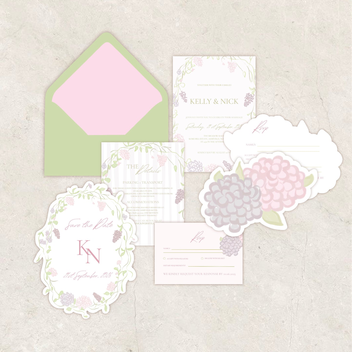 Floral Wedding Invitation Suite Canva Template