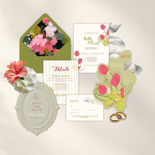 Floral Wedding Invitation Suite Canva Template