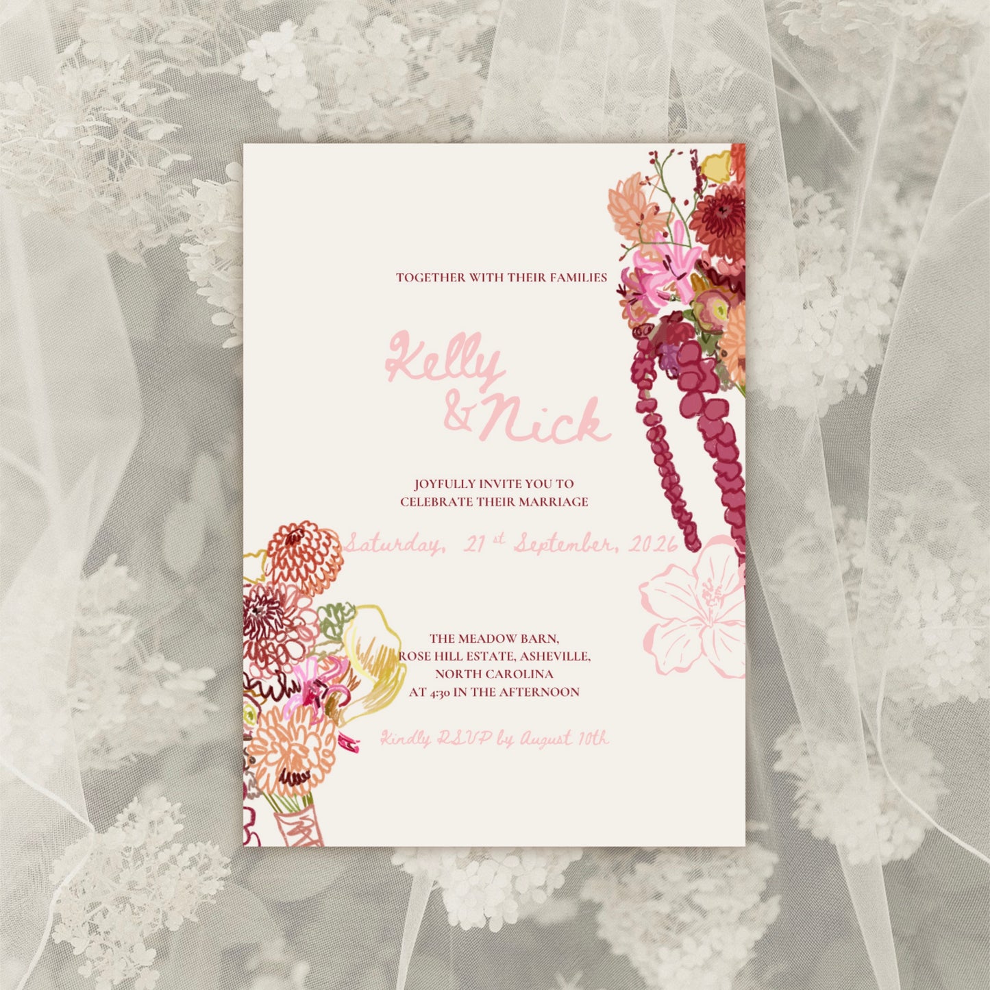 Floral Wedding Invitation Suite Canva Template