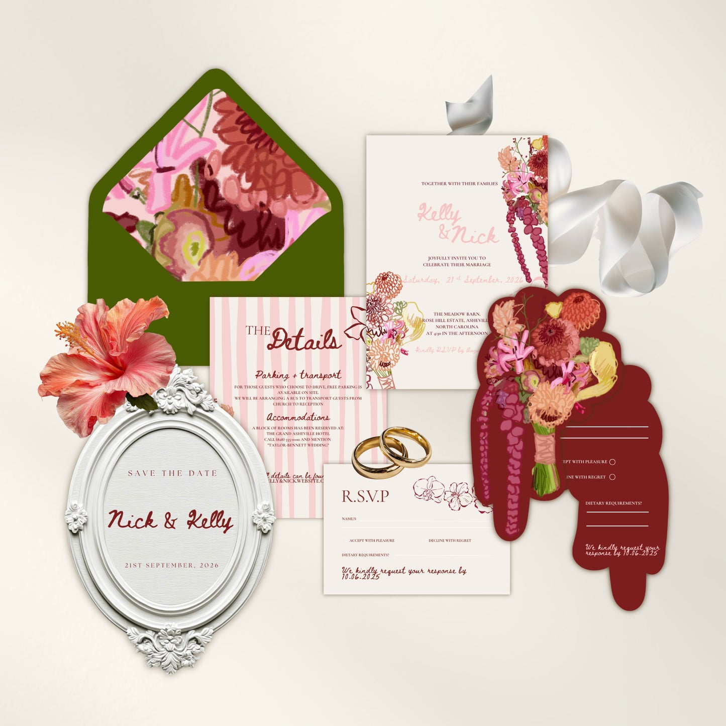 Floral Wedding Invitation Suite Canva Template